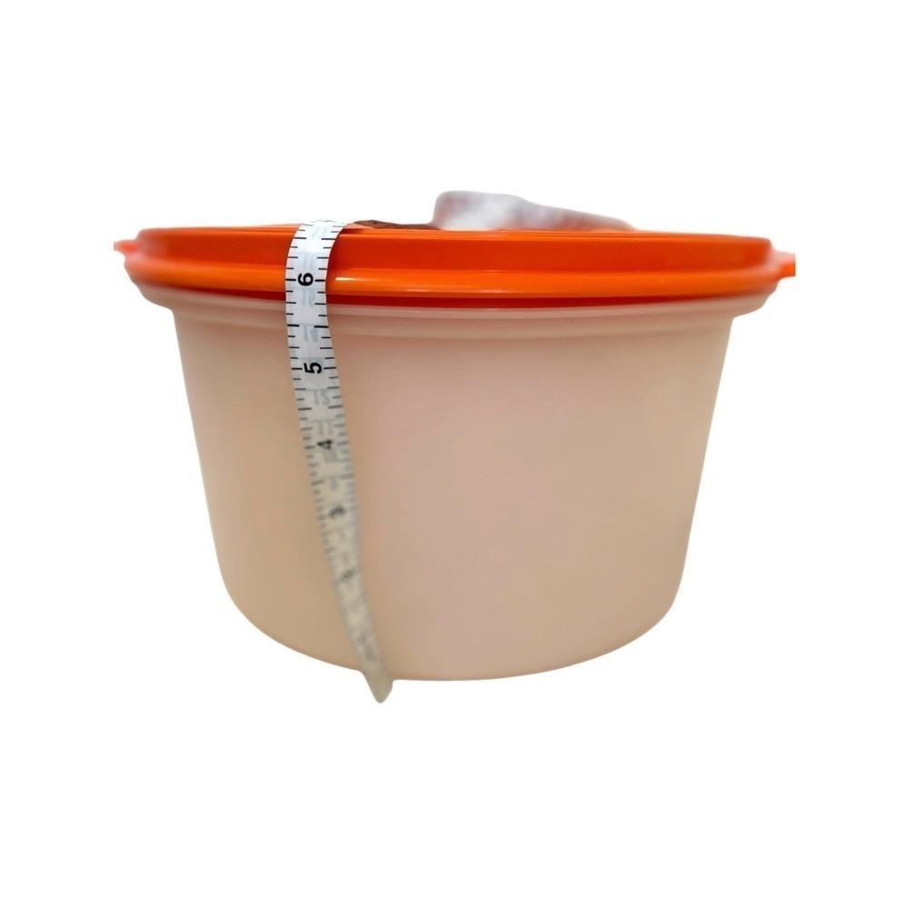 Vtg TUPPERWARE Cake Taker Round Storage Orange Summer Country Festive 80's - Picture 4 of 11
